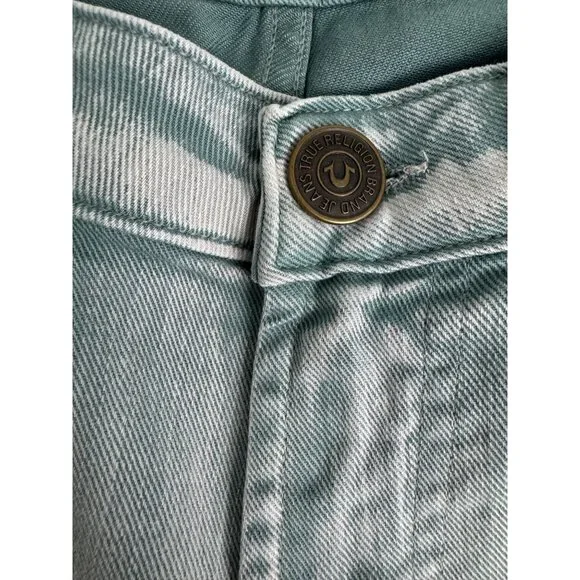 True Religion Womens Green Denim Shorts Sz 26 Cotton/Elastane NWT Made in Italy - Picture 3 of 16